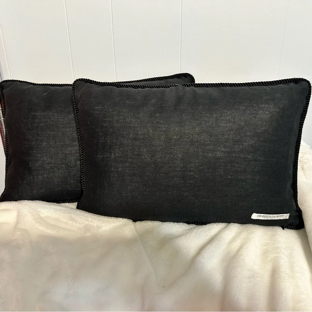 2‎ Dransfirld& Ross beaded Elephant/India Decorative Pillow Set. Feather/down.